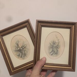 Elegant Brown Framed Floral Art Set